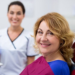 A mature woman seeing her dentist