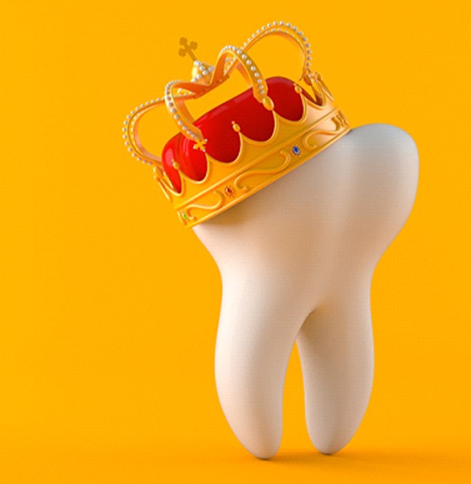 Tooth wearing a crown