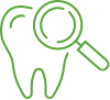 Large animated tooth and magnifying glass