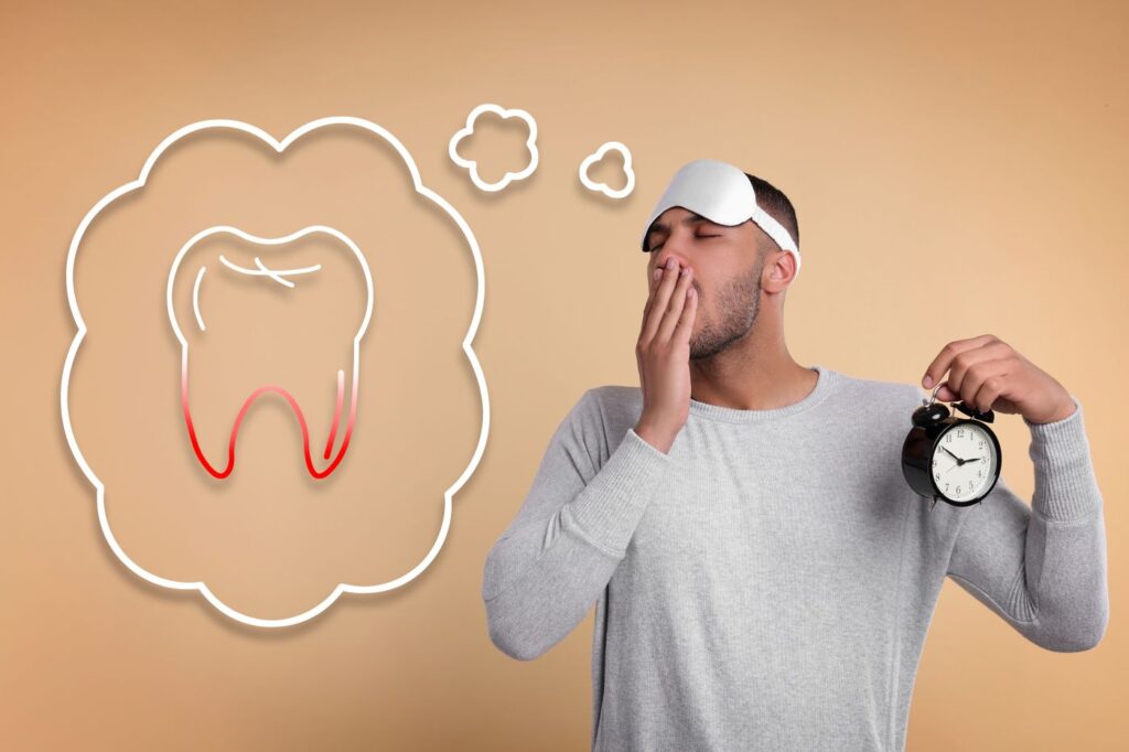 A man yawning with a toothache